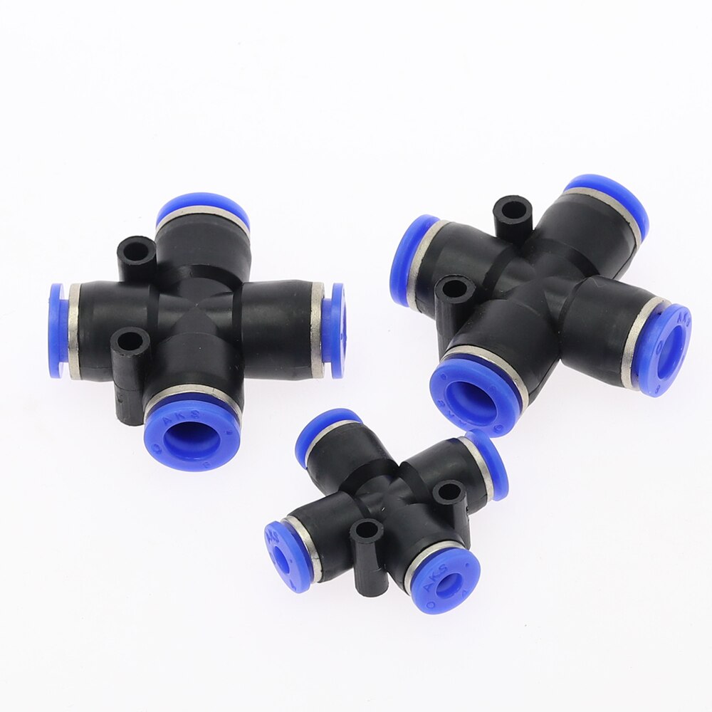 4 Way Cross Shape Equal Pneumatic Union Connector 4mm 6mm 8mm 10mm 12mm OD Hose Tube Push In 4-Port Air Splitter Gas Connector