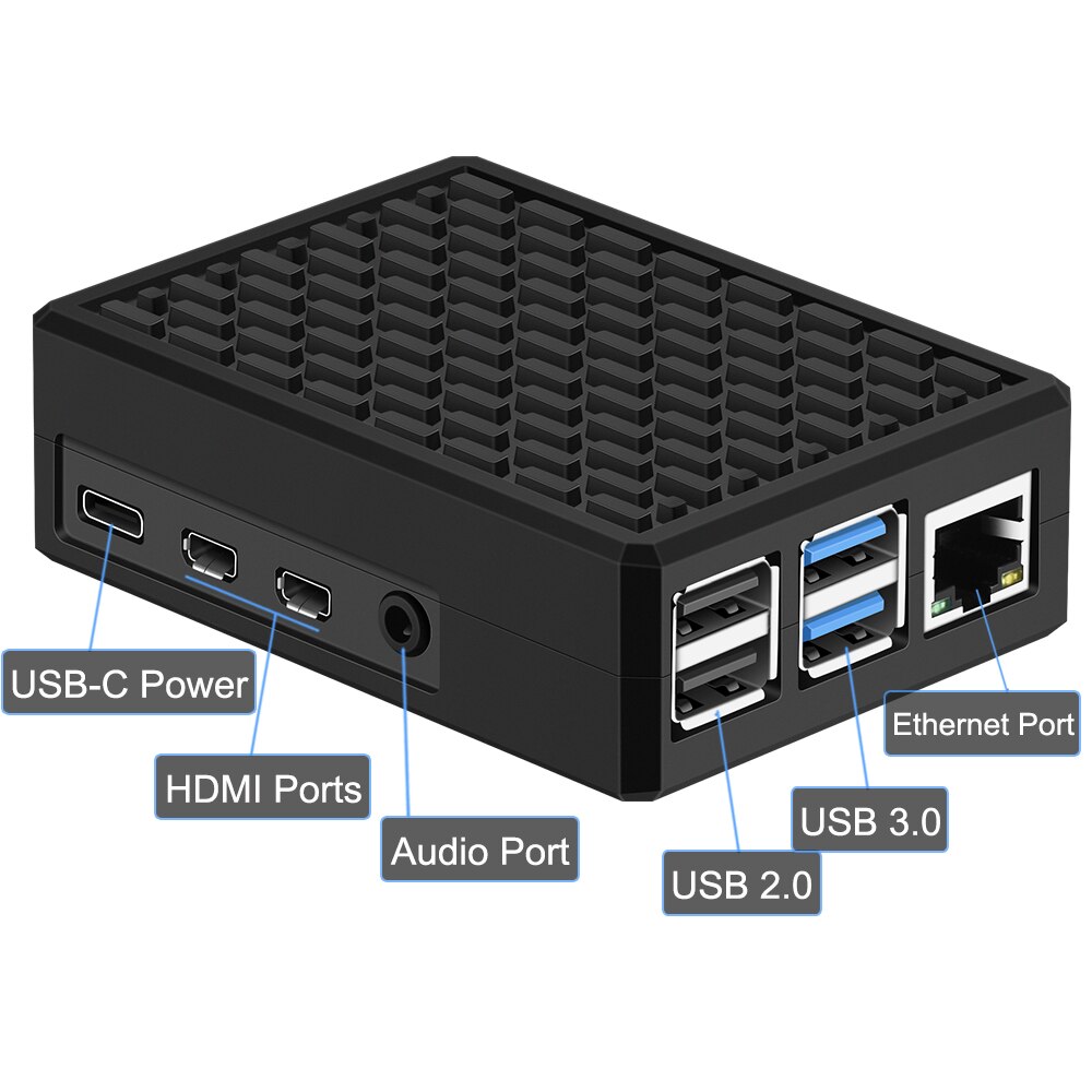 Raspberry Pi 4B Metal Aluminum Alloy Case/Passive Cooling Shell Metal Enclosure Heat Dissipation with Heatsink for Pi 4 Model B
