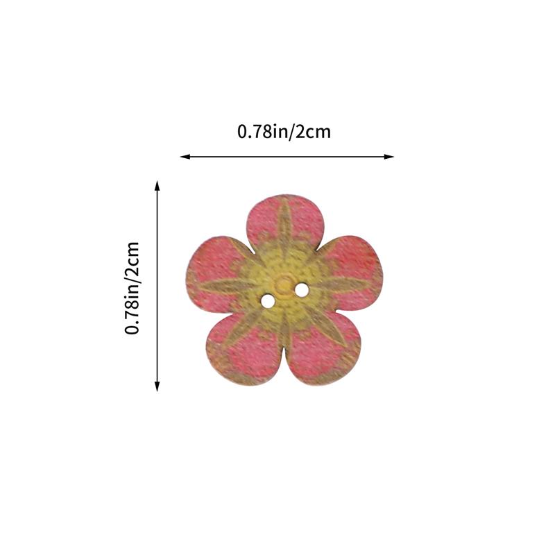 100pcs Exquisite Wooden Clothes Button DIY Decor Flower Button Accessory