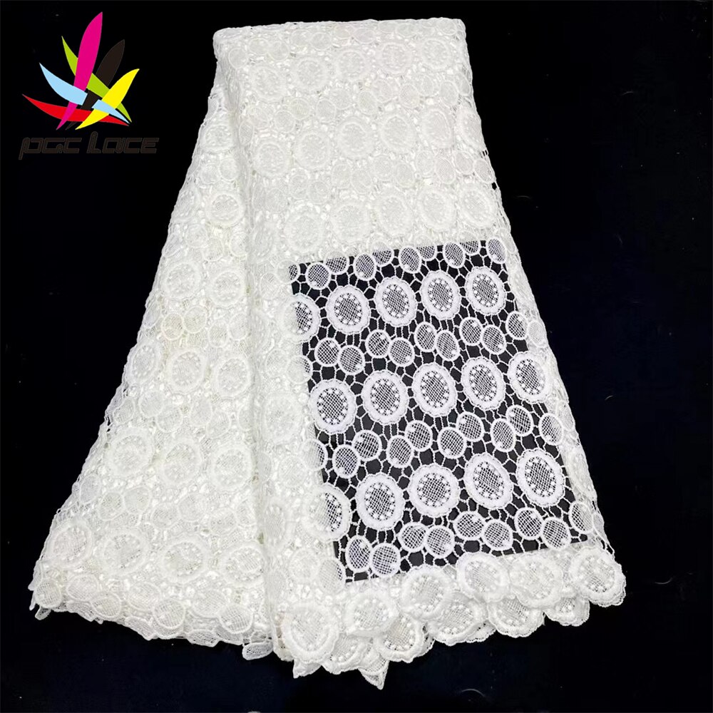 Pgc Wit Afrikaanse Melk Zijde Koord Kant Stof 2022 Kant Nigeriaanse Franse Kant Stof Voor Trouwjurk Naaien LY517-6: 3african lace fabric