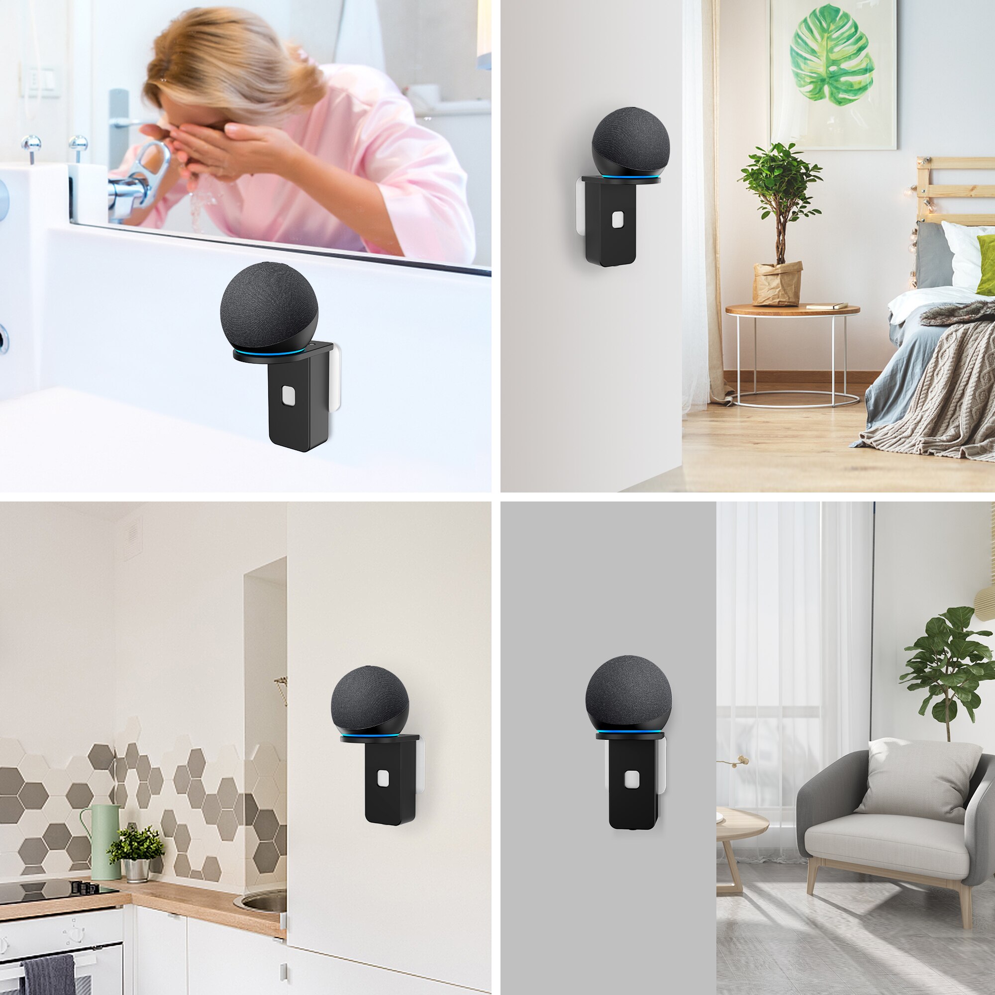 SPORTLINK Outlet Wall Bracket For Alexa Echo Dot 4th Generation Wall Mount Holder Stand Smart Speaker Shelf Space Saving Bedroom