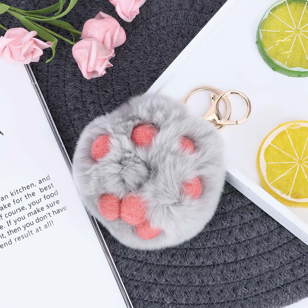 Katteklo pote nøglering fluffy pels pom pom vedhæng nøgleringe kvinde taske vedhæng pompon nøgleringe bil nøglering nipsting