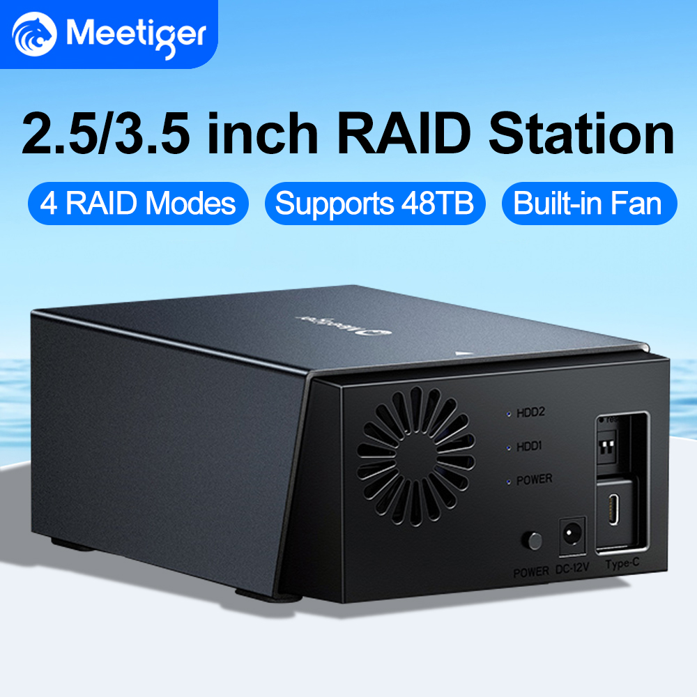 Meetiger 2-bay HDD-dockingstation SATA naar USB 3.0-dockingstation voor harde schijf voor 2,5/3,5 inch externe harde schijfbehuizing