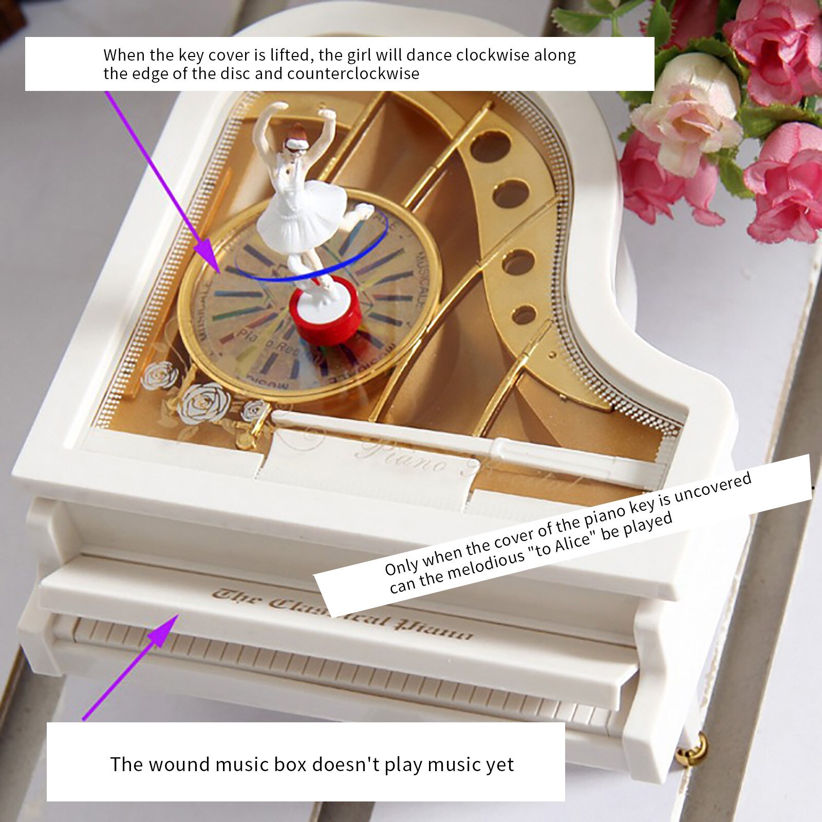Rotating Ballet Dancing Girl Piano Music Box Valentine's Day Birthday
