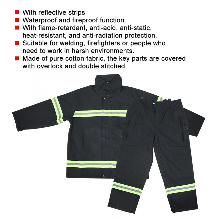 Feuer ausrügestochen Flammschutzmittel Feuerfeste Hitzebeständigen Feuerwehr Schutz Kleidung Reflektierende Mantel Hosen Feuer Beständig Kleidung