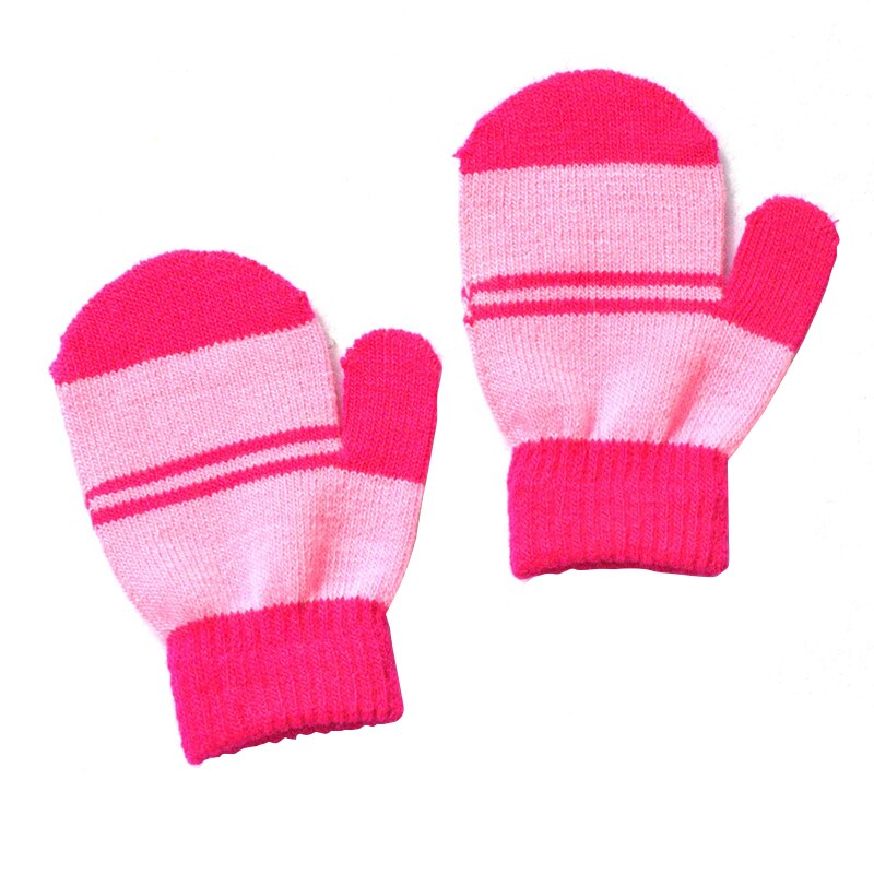 Crianças com idade de 1-4 anos, meninos e meninas envolto em luvas jardim de infância crianças inverno quente luvas de malha: Rose red and pink