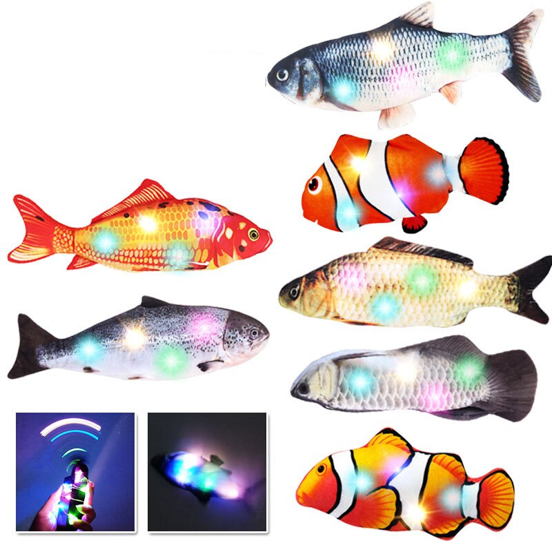 30CM Cat Toy Fish USB Electric Charging Simulation Dancing Jumping Moving Floppy Fish Cat Toy Electronic Fish For Cats Toys