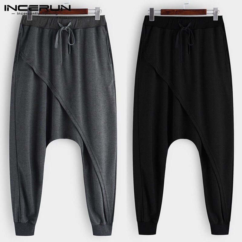 Incerun baggy byxor herr lösa grenbyxor hip-hop dansbyxor herr harem byxor pantalon hombre plus size