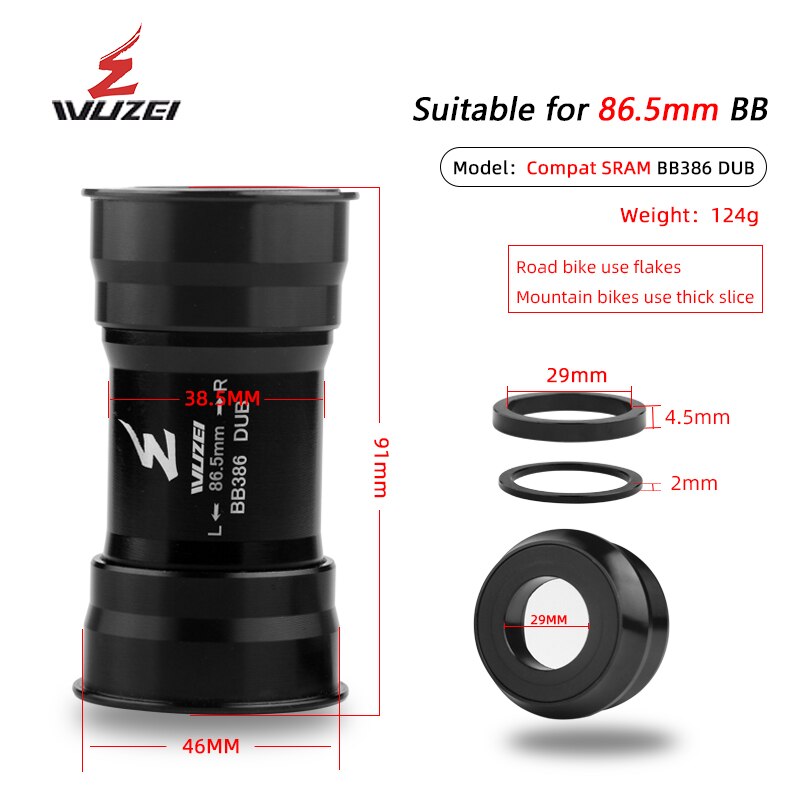 Support de pédalier fileté pour vtt SRAM, BB30 BB386 BB91 PF30 DUB 24/29mm, BB 68/73mm: BB386 DUB
