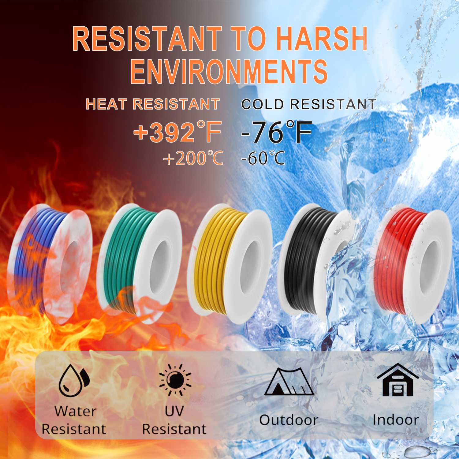 16/18/20/22/24/26/28 AWG Elektrokabel mit Schrumpfschlauch, 5 Farben langes, verzinntes Kupfer, flexibles Silikon-Anschlussdraht-Set