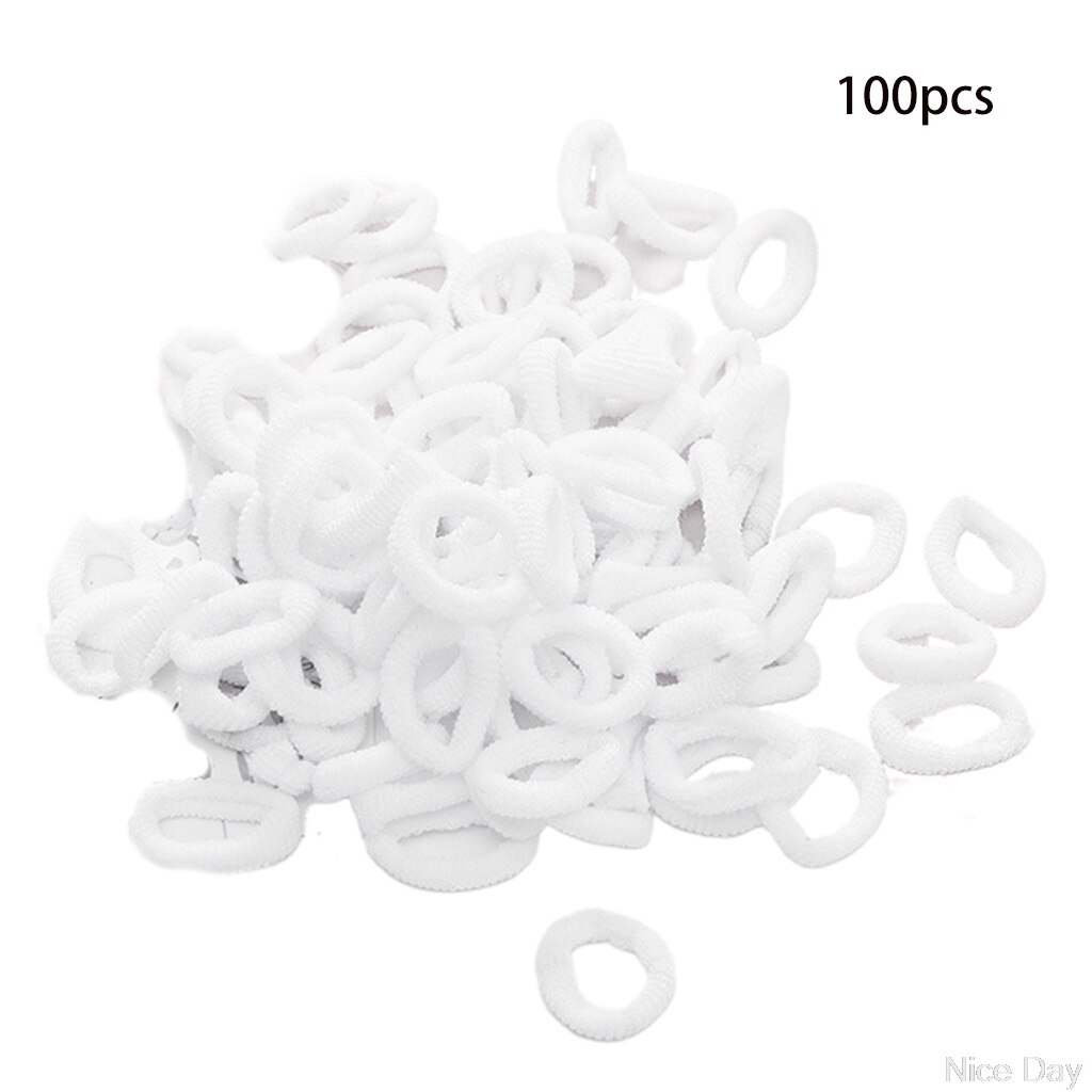 100Pcs Multi Kleur Handdoek Scrunchies Kinderen Meisjes Elastische Naadloze Ponytai Hair Tie: white