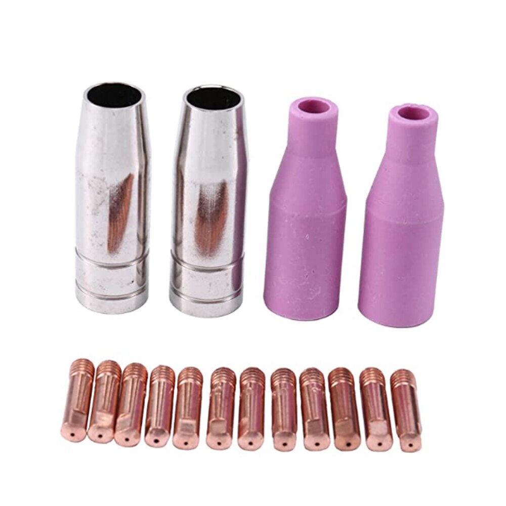 Mig Set of Nozzles 16Pcs AK15 for Welding Torch Cap Tip Contact 0.8mm MB15 Ceramic Accessories