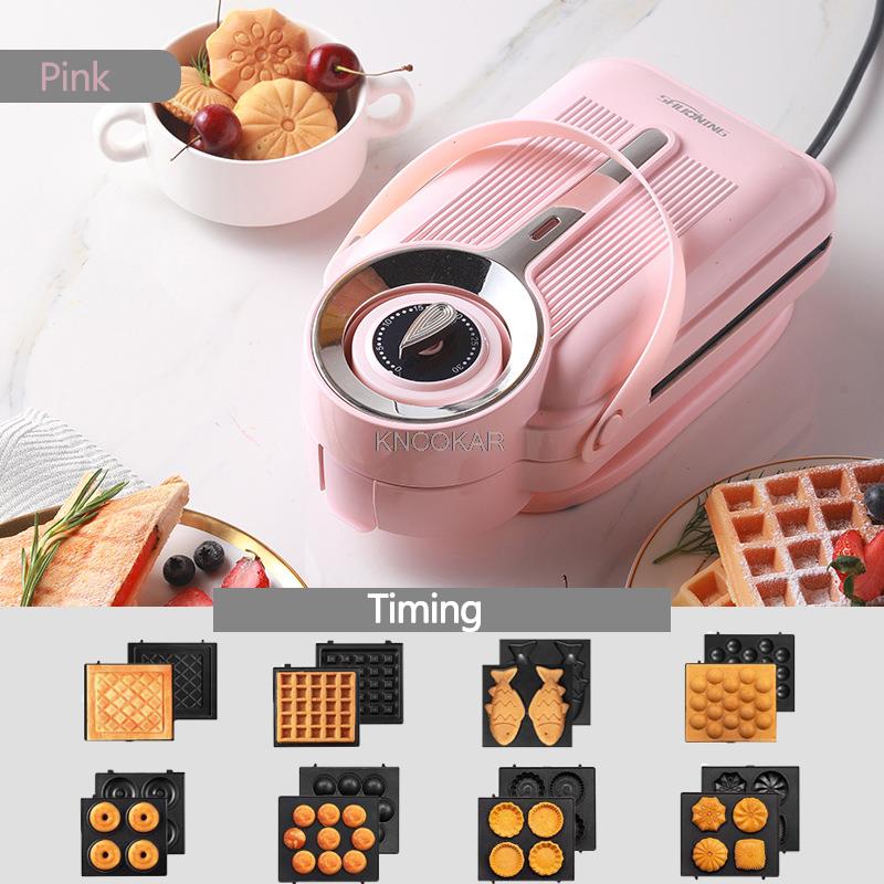 Electric Sandwich Maker Timing Waffle Maker Toaster Breakfast Machine Light Food Machine Takoyaki Pancake Sandwichera 650W