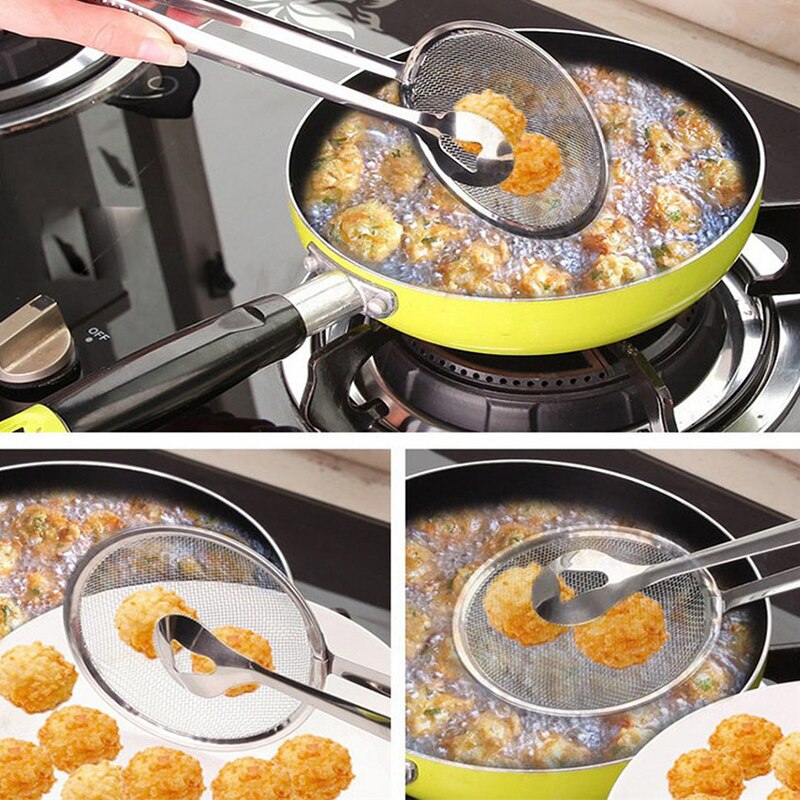 Gadgets de cozinha aço inoxidável fritos alimentos pesca óleo colher cozinha escorredor filtro drenagem oilfolder para acessórios cozinha