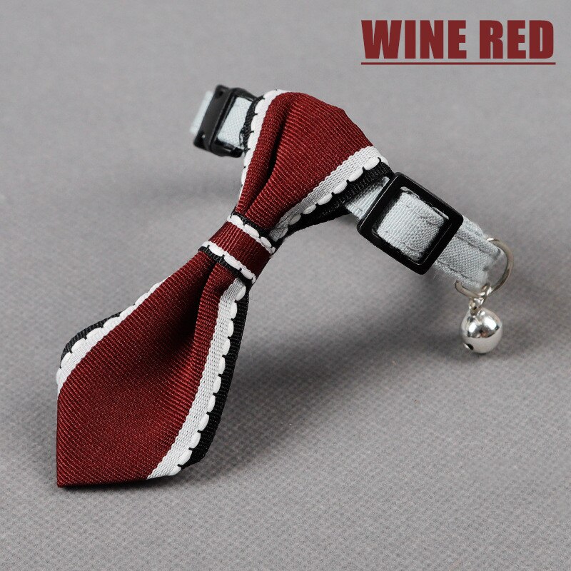 1 stücke Haustier Katze Welpen Kragen Kätzchen Verband Binden Sicherheit Bowtie Mit Glocke Einstellbare Schnalle Kätzchen Welpen Haustier Leine Ebene zubehör