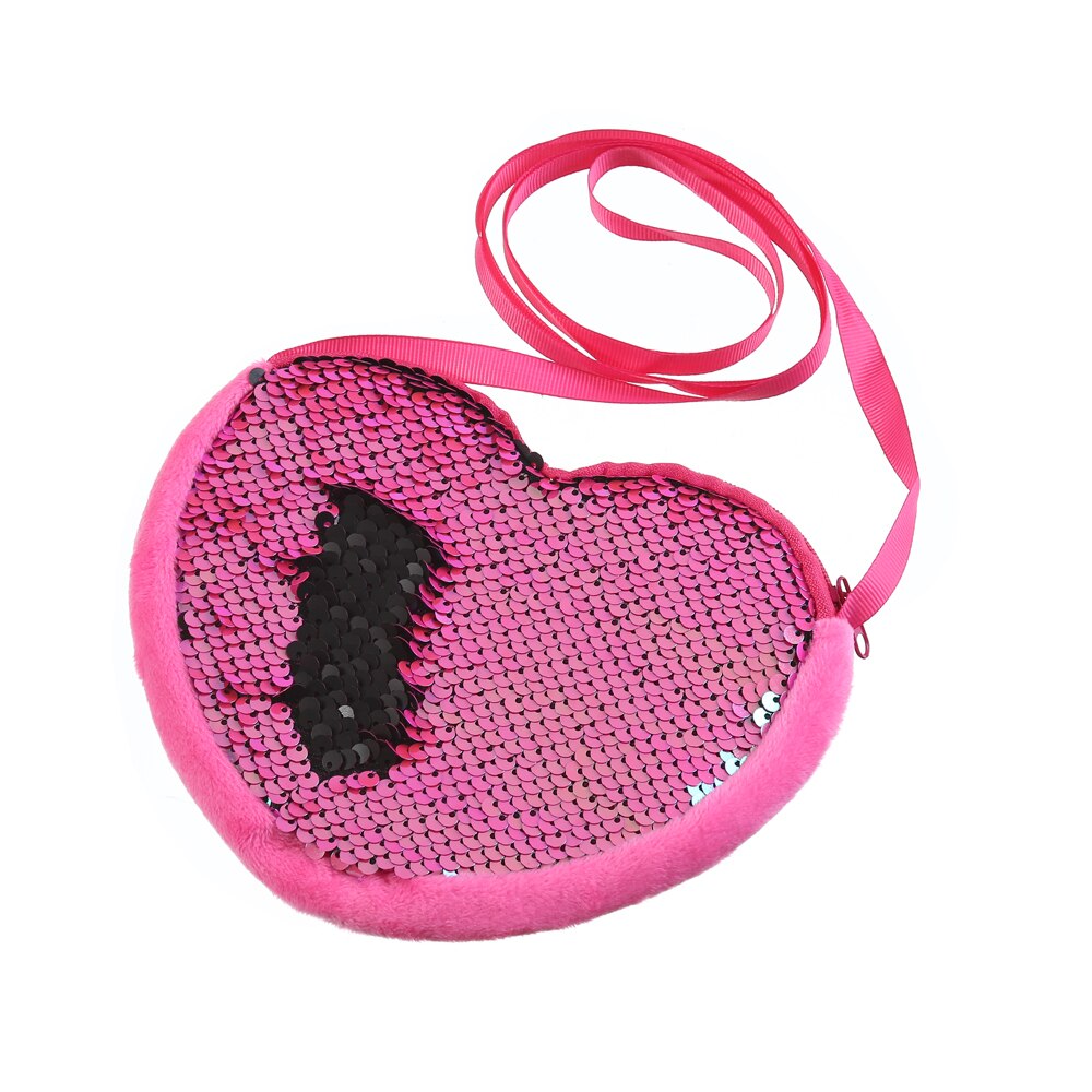 Dejlige børn kid moderigtige pailletter pengepung piger elsker hjerte tegnebog kobling kærlighedstaske håndtaske: Hot pink