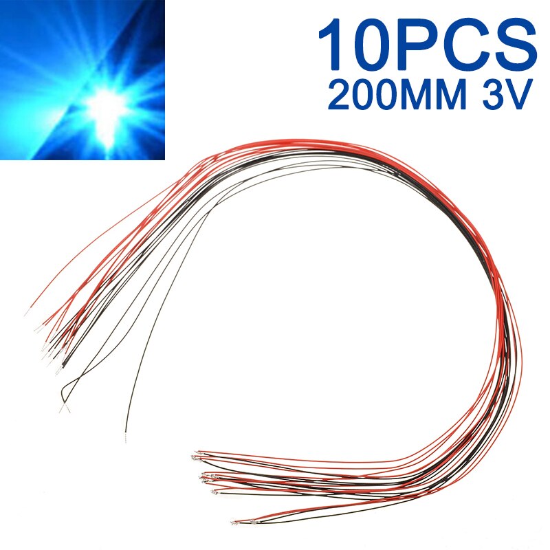 10pcs #0402 SMD LED Pre-soldered Micro Litz Wired Leads Lamp Beads Blue SMD Led 200mm Length