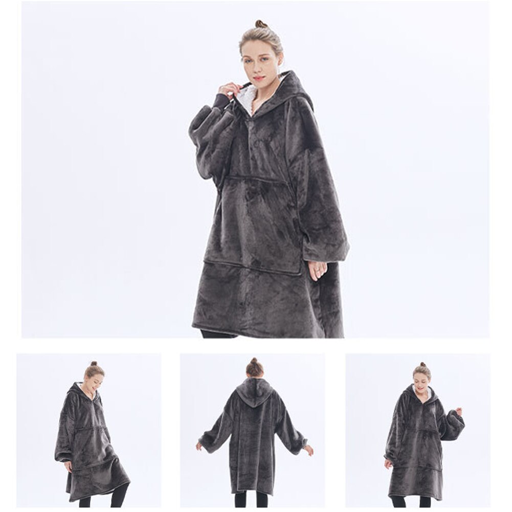 Zima Sherpa koc ciepły 1 pc miękki pled koc szata polarny poręczny z kapturem produkty gospodarstwa domowego ponadgabarytowe ciepłe bluzy