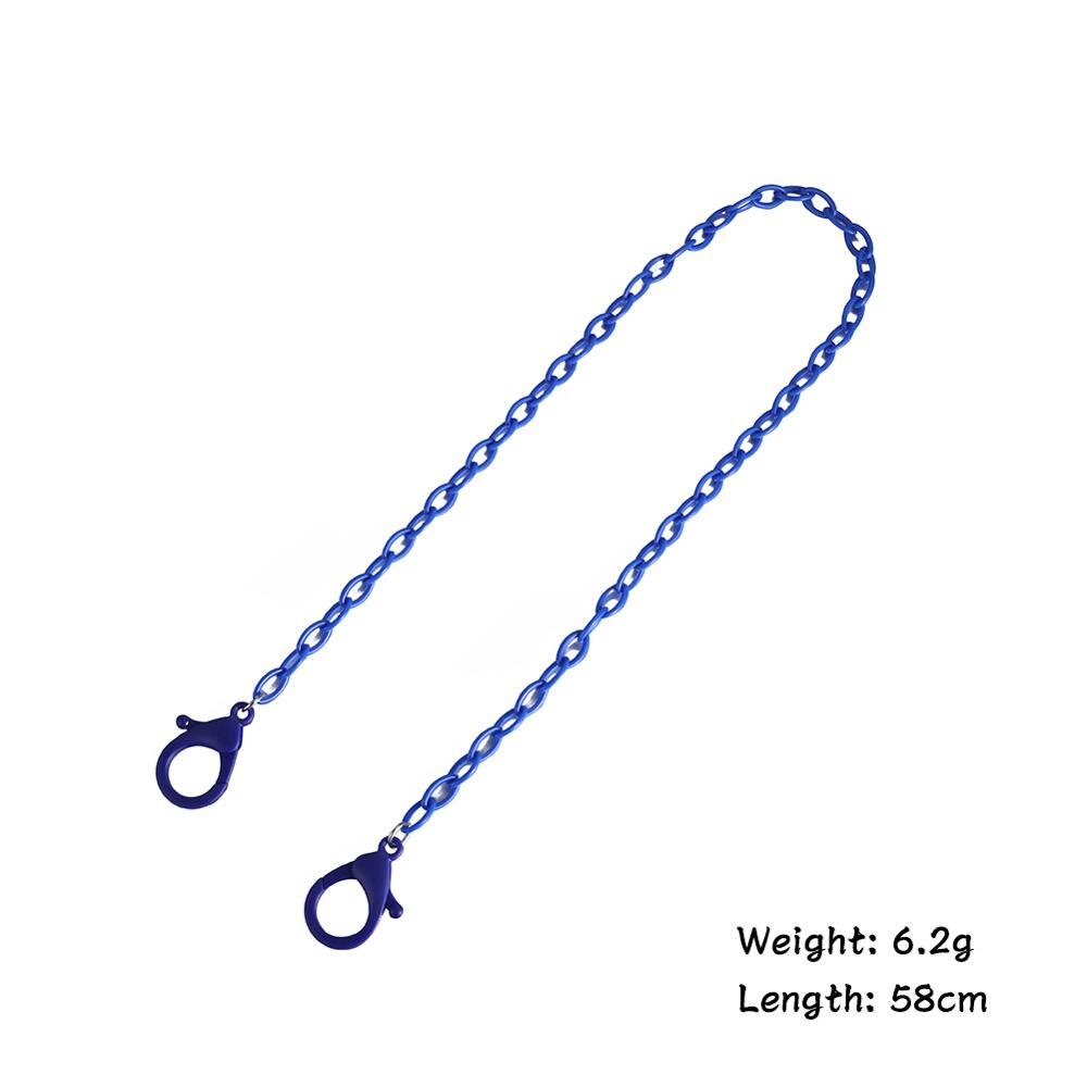 Teamer ansigtsmaske lanyards med store hummer klap farverige akryl briller kæde til børn solbriller strop kæde til maske 58cm: Marine blå