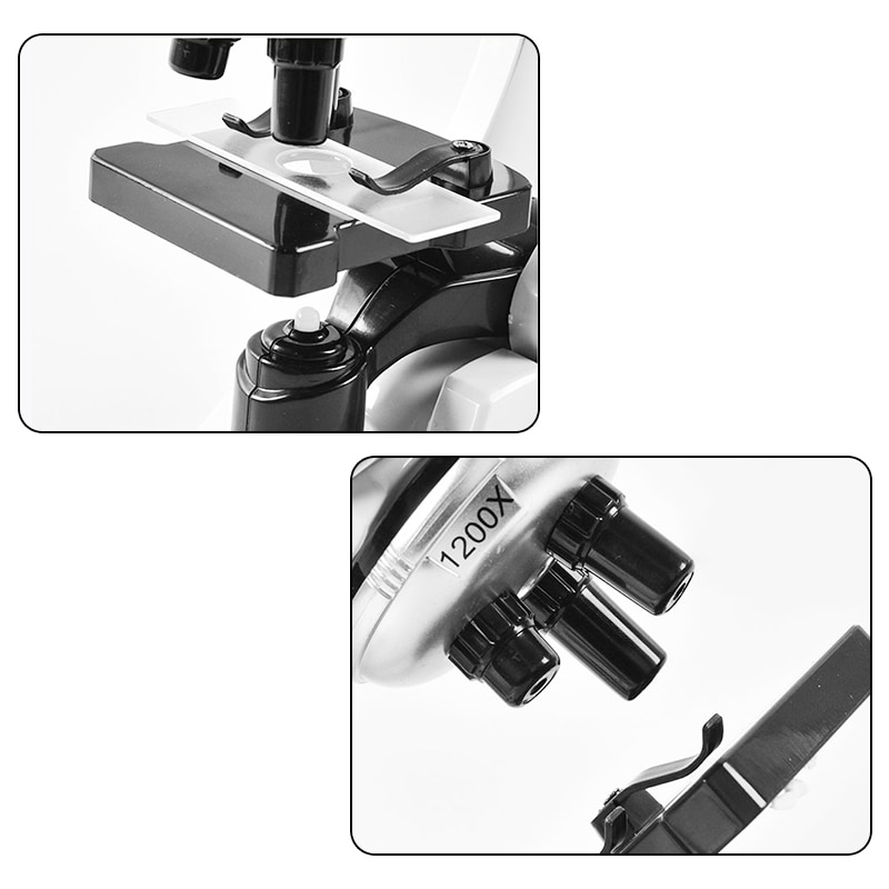 1200X Children Toy Biological Microscope Set Monocular Microscope with Mount Biological Experiment Tool f/ Primary Student