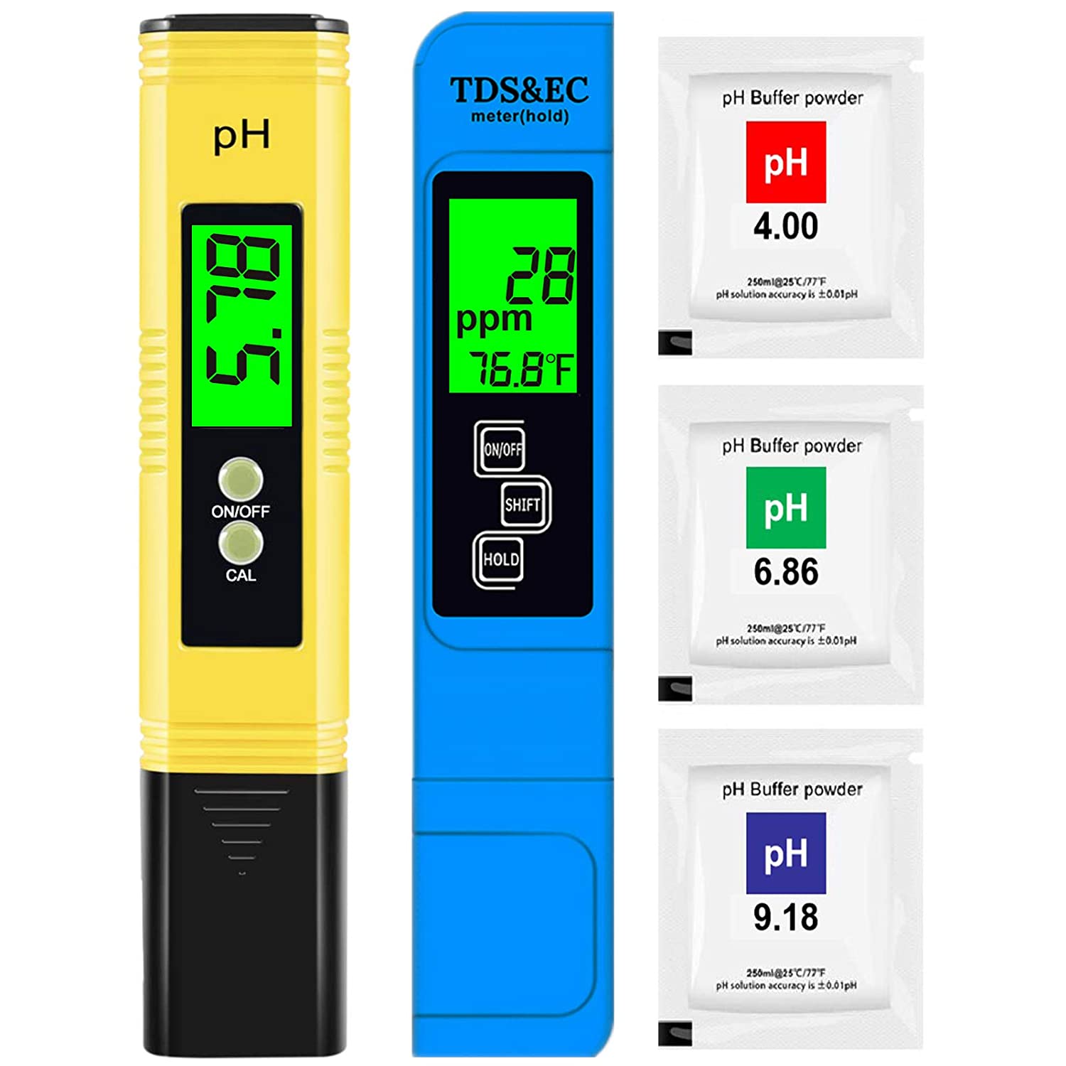 PH Meter & TDS Meter Combo, Upgraded Backlight PH TDS EC & Temperature 4-in-1 Water Tester, High Accuracy Digital Water: Gold