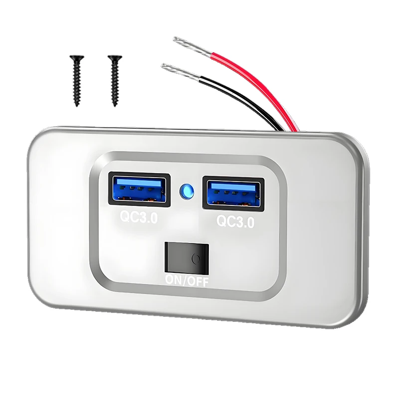 12v usb-pistorasiaa, seinäkiinnitys, 30w usb c- ja  qc 3.0 usb-porttia 18w autolaturipistokesovitin autoon, veneeseen, mönkijään, utv:hen, asuntovaunuun: Musta