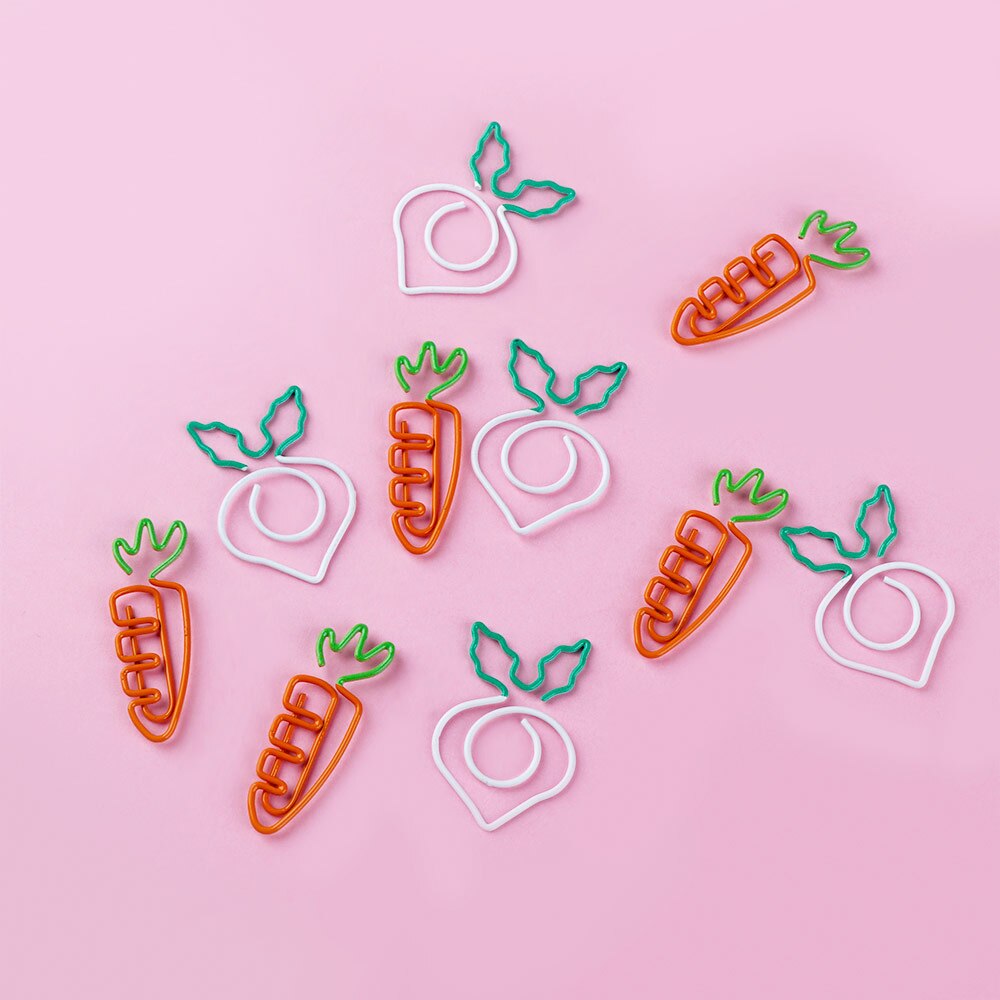 5 pièces trombones mignon dessin animé radis trombone signet papeterie fruits carotte papier Note métal Clip décoration
