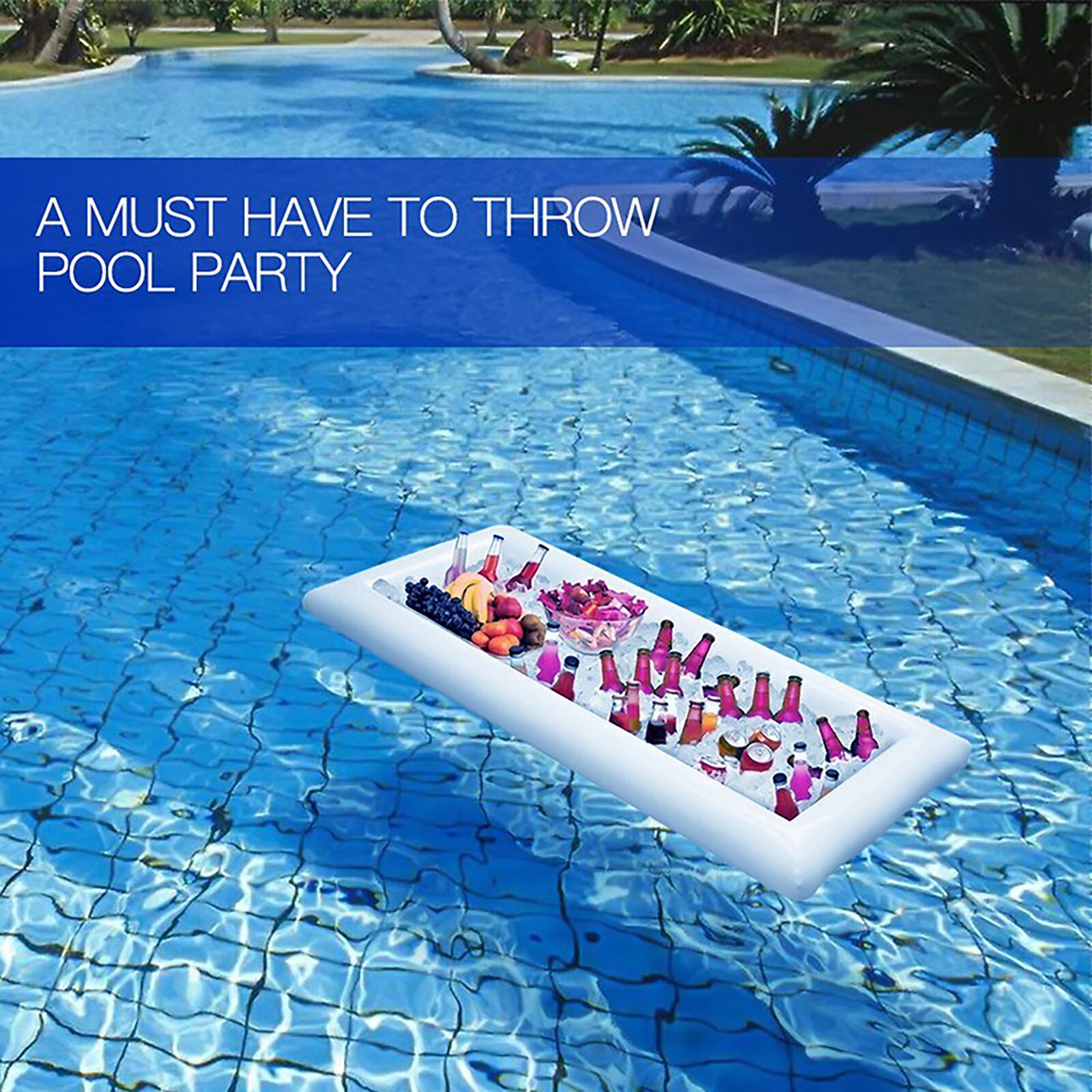 Inflatable Serving Bar, Floating Ice Serving Buffet Salad Cooler, White