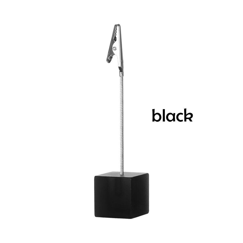 Abrazadera de clip para notas de fotos, base cuadrada de resina , soporte para tarjetas, notas y fotos, soporte de clip digital para mesa: black