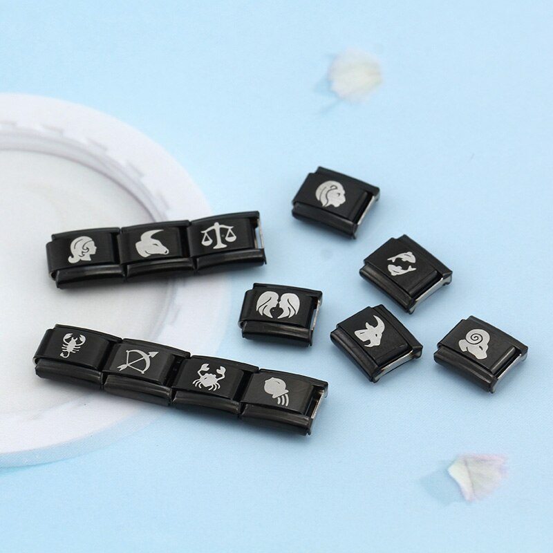 Hapiship-abalorios originales de margaritas negras para pulsera, eslabones de 9mm, joyería de acero inoxidable, DJ353, 1 ud.