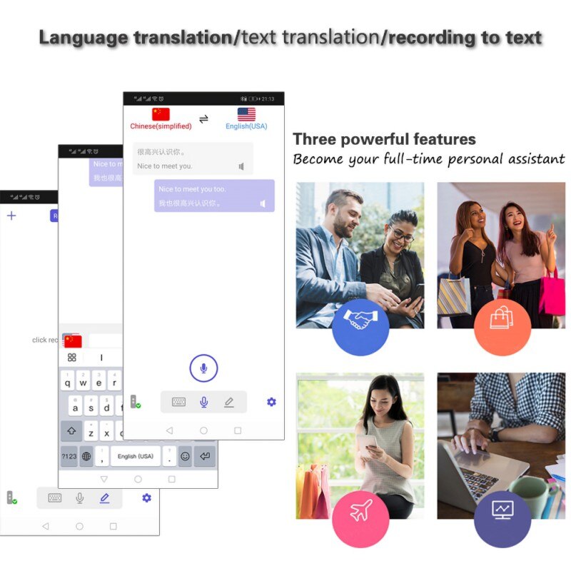 Wireless Bluetooth Smart Translator 68 Language Voice Two-way Real Time Translation Portable Text Translation Sound Recording