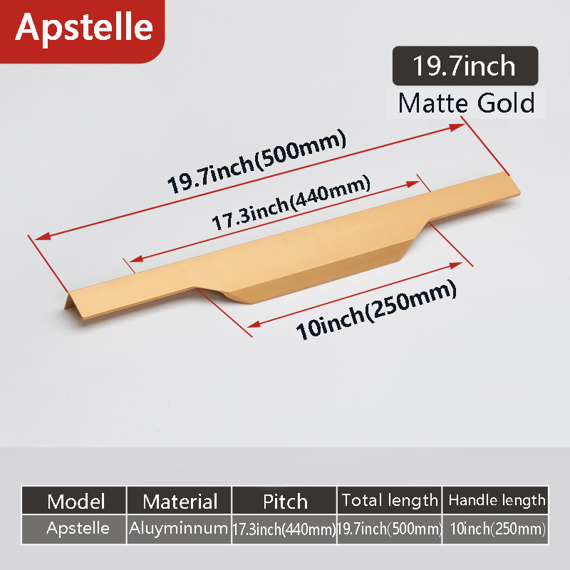 Aluminum Alloy Hidden Home Improvement Black Furniture Handle Furnitur Door Handl T Bar Black Gold Home Improvement: 2-Gold-500mm