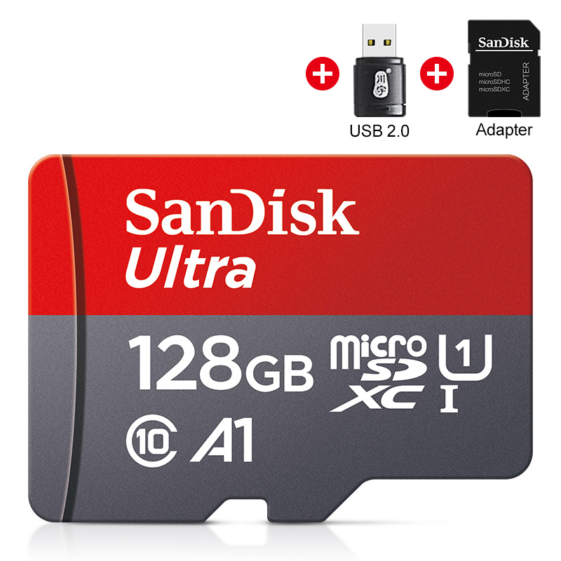 Carte mémoire Micro SD TF/SDCard 32 go 64 go 256 go 512 go 120 M/S Class10 UHS-1 Flash Ultra 128 go caméra/téléphone pour lecteur de carte/adaptateur: 128 Go