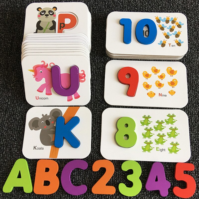 Educational Puzzle for Kids - Cognitive Learning - Digital Letter Matching - Wooden Geometric Shape