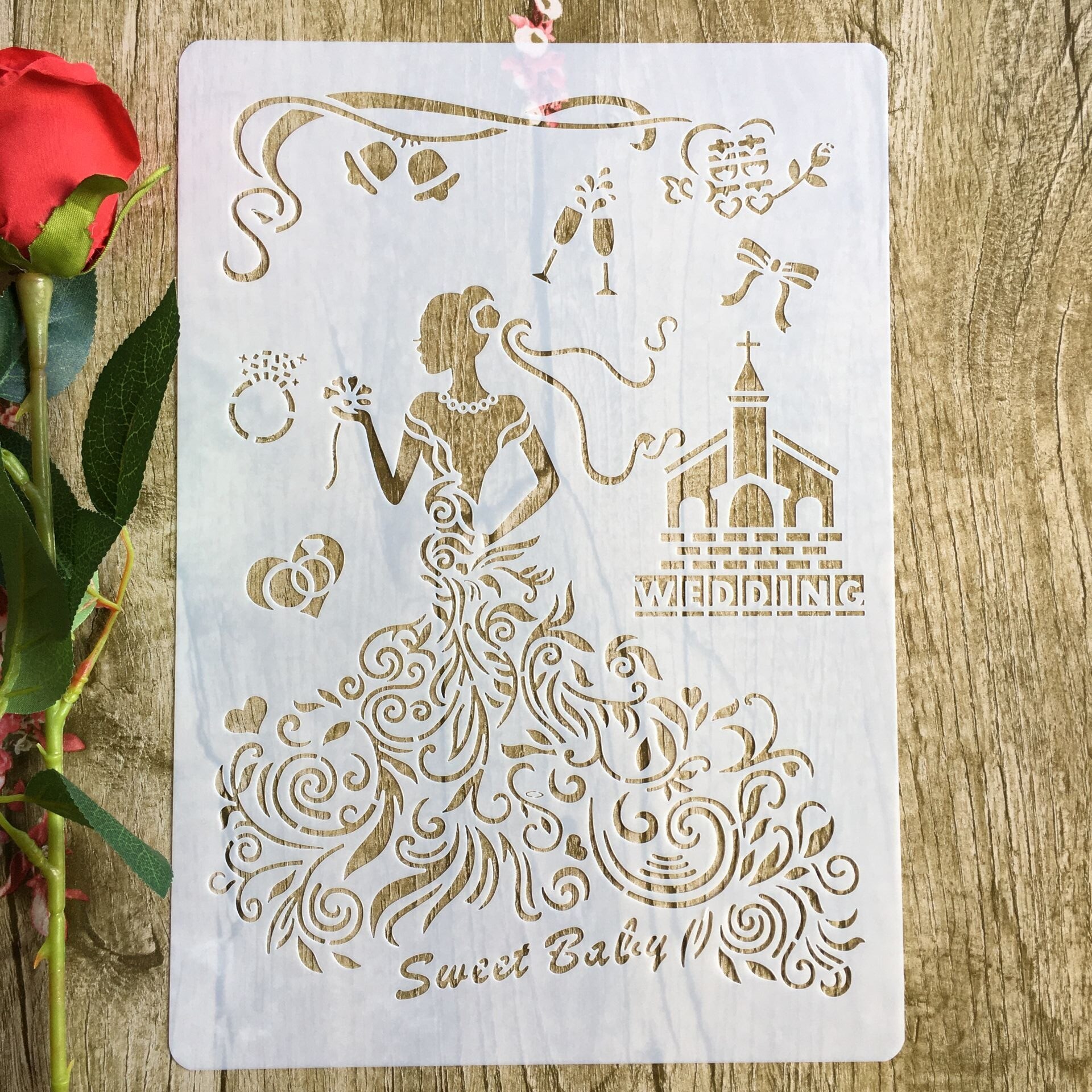 4 teile/satz blumen hoch Fersen mädchen liebe A4 DIY schablone Zauberstab malerei sammelalbum färbung fotoalbum dekorative papier karte vorlage