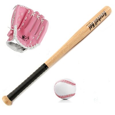 Spiele Ich bin freien freundlicher Sport Spielzeug Baseball mit Tragetasche Aluminiumlegierung Holz Schläger, Pu-leder Handschuh, 9 &#39;&#39;Weiche Baseball Spielzeug: Holz Schläger Rosa Handschuh