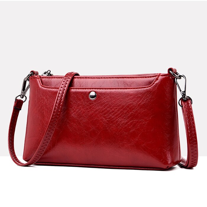 Women Flap Casual Leather Shoulder Bags Lady Crossbody Messenger Bag Envelop Clutch Purse: Red