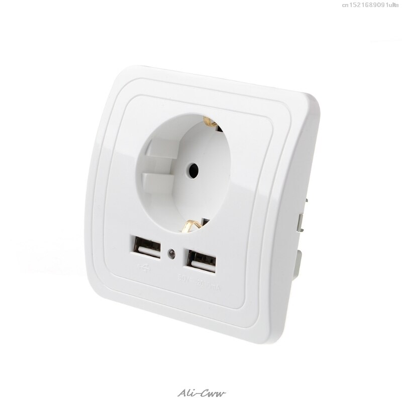 Power outlet Dual USB Port 5V 2A Electric Wall Charger Adapter EU Plug Socket Switch Power Charging Outlet
