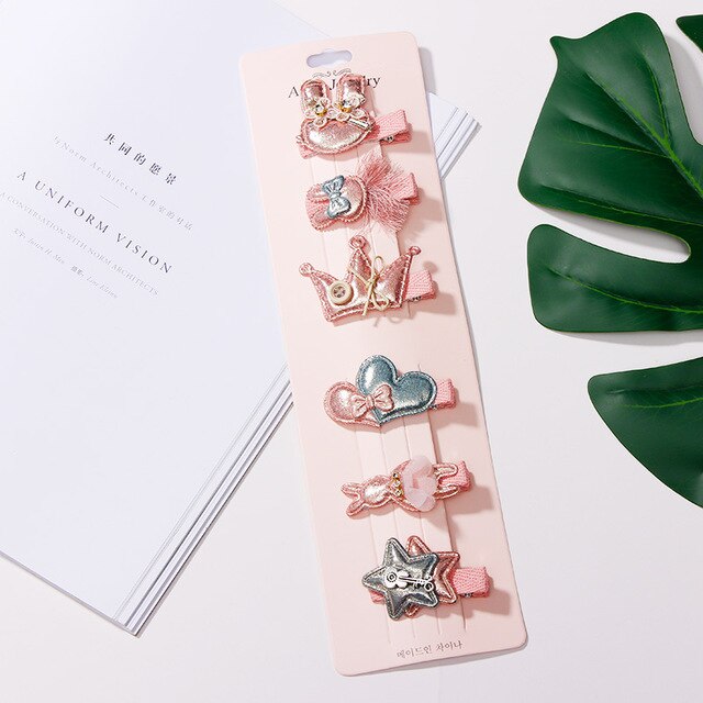 6 pz/impostato per Bambini bella Ragazze stella Animale Capelli Della Principessa Pinze Accessori per Capelli Carino Bambini Del Fiore Del Merletto Barrette Forcelle: 3