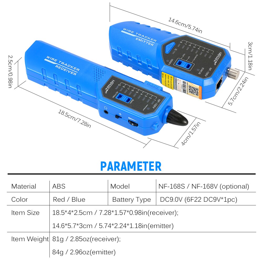 Wire Tracer Telephone Line Finder Network Ethernet Cable Tester and Mapper for RJ11/RJ45/Cat 5/Cat 6/BNC Cable PoE Switch