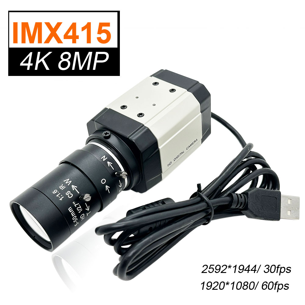 HD 5-50 mm varifocale lens Industriële 4K 8MP IMX415 HD USB Webcam 2K 4MP F5253 Sensor PC Video Live Onderwijs USB Camera Plug Play