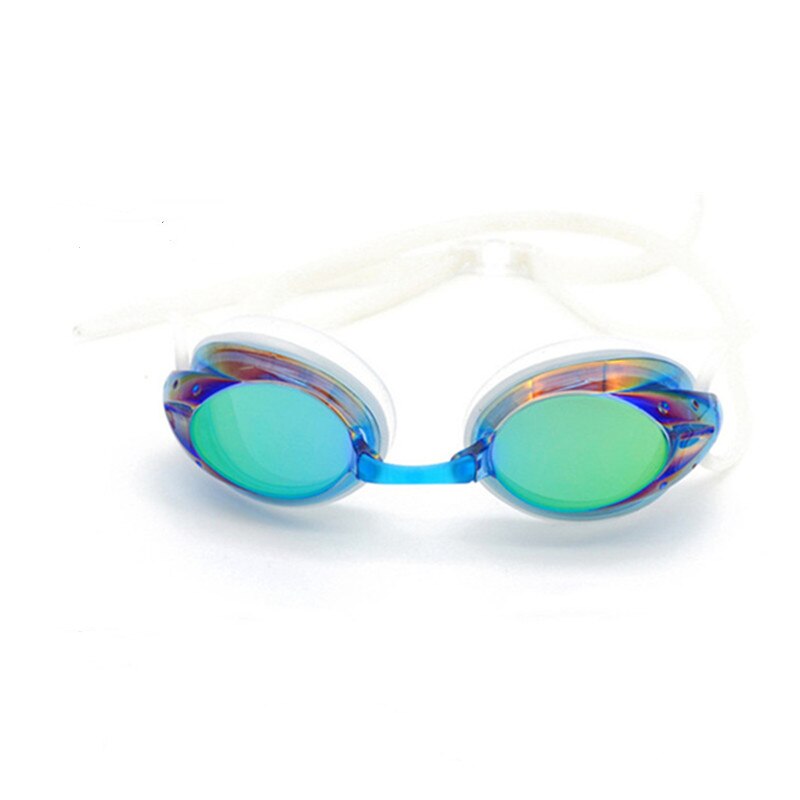 Svømmebriller til mænd justerbar galvanisering vandtæt anti-tåge uv kvinder swimmingpool briller voksne briller: Lyseblå