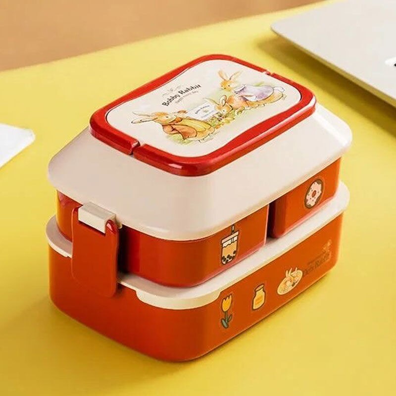 Portable Lunch Box For Girls School Kids Plastic Picnic Bento Box Microwave Food Box With Compartments Storage Containers bento: Red 850ML