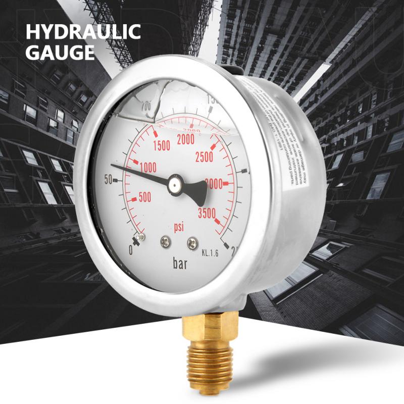 Metal trykmåler 0-250 bar 3750 psi 0-600 bar 8500 psi 1/4 &quot; 63mm -skive hydraulisk vandtryksmåler manometer trykmål