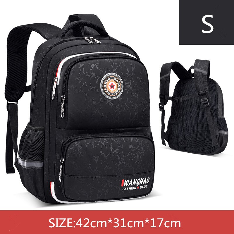 Waterproof Schoolbag kids Backpack Book Bag Children Orthopedic School Bags For Boys Girls Primary School Backpacks Mochila: S black