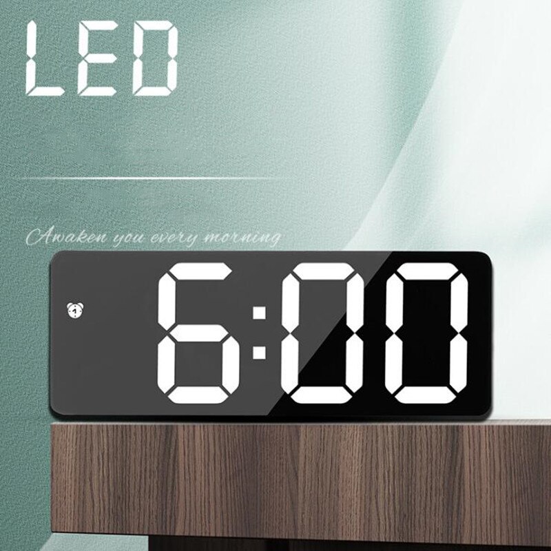 Neue Acryl/Spiegel Wecker LED Digital Uhr Stimme Kontrolle Schlummern Zeit Temperatur Anzeige Nacht Modus Hause Dekoration Uhr