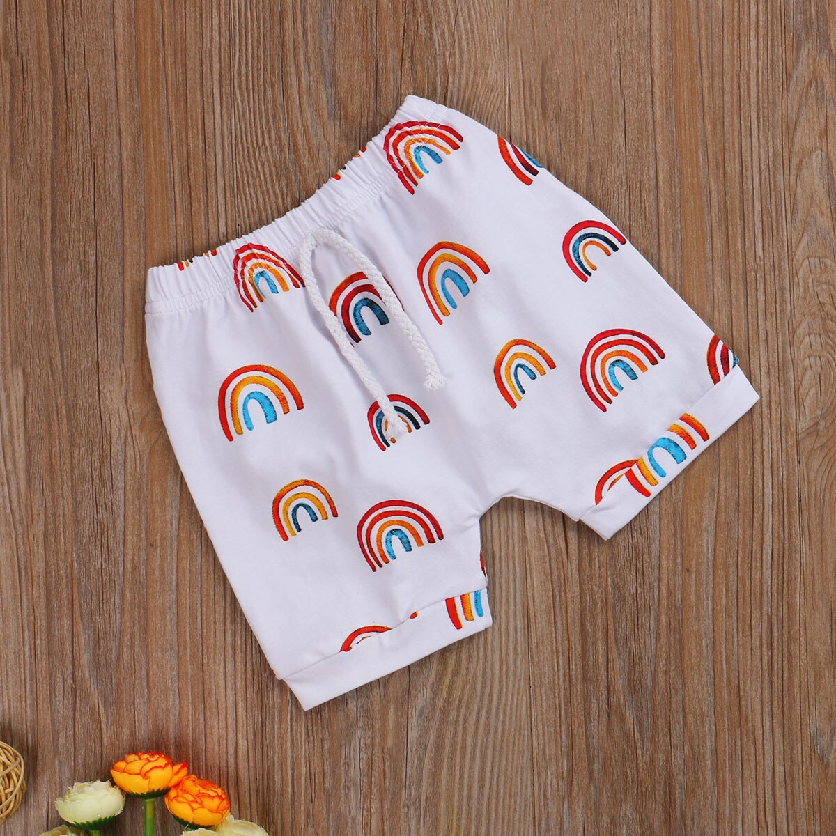 Baby boys shorts regnbue print snøre sommer afslappede løse shorts