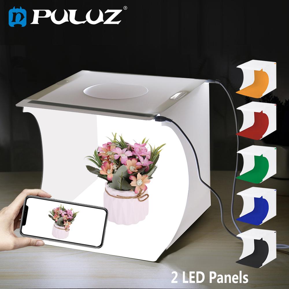 PULUZ 2LED Lightbox Mini Photo Studio Box fotografia Lightroom Box 1100LM Light Studio Shooting Box Box Kit e 6 fondali colorati