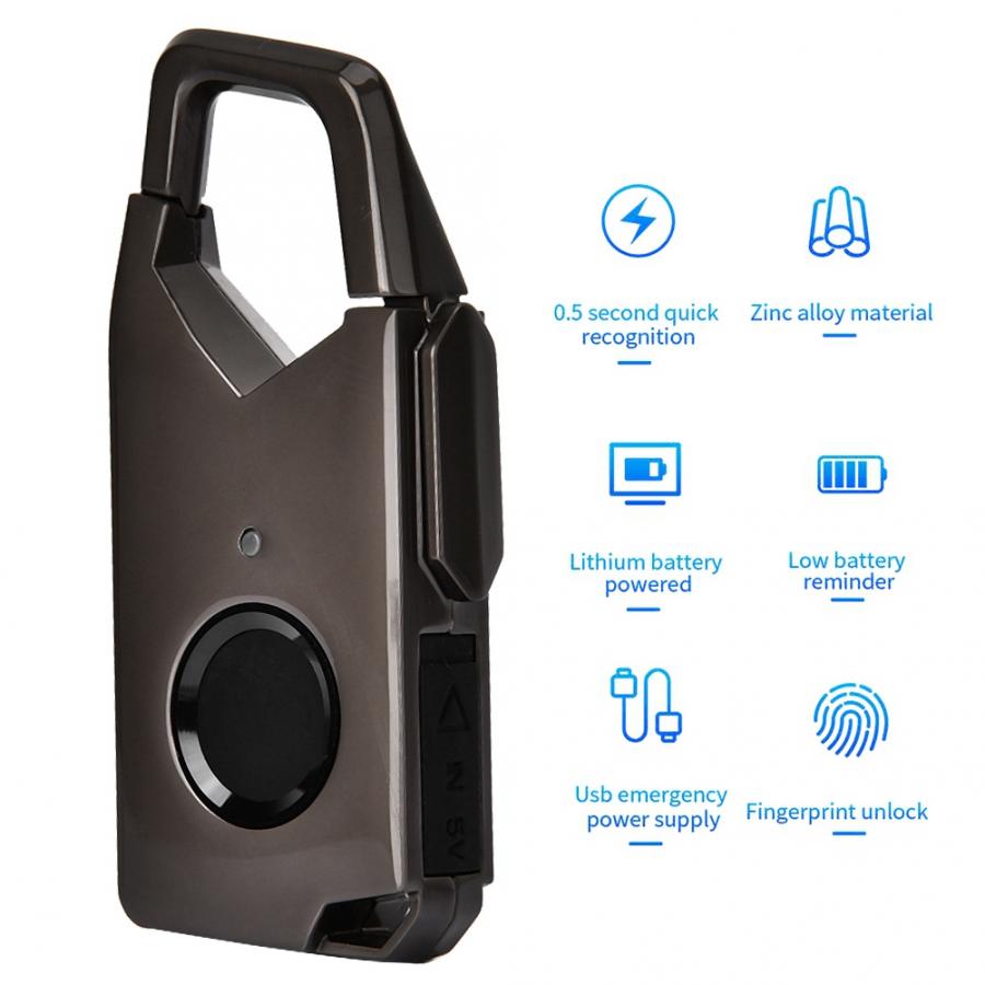 Smart Vingerafdruk Slot Waterdichte Usb Charge Hangslot Voor Gym/Locker/Bagage/Koffer/Kast Op Verkoop