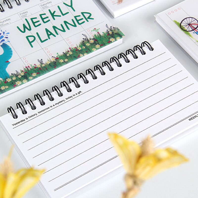 Coloffice Cute Cartoon Animal Weekly Planner Coil Notebook Schedule Agenda Filofax Mini Kawaii Students Stationery 100 Pages 1PC